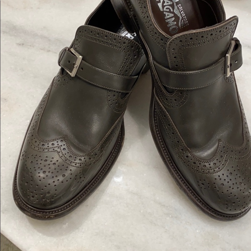 Dark green ferragamo shoes